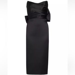 Amsale Duchess Satin Bow-Back Midi-Dress Size 12 NWT